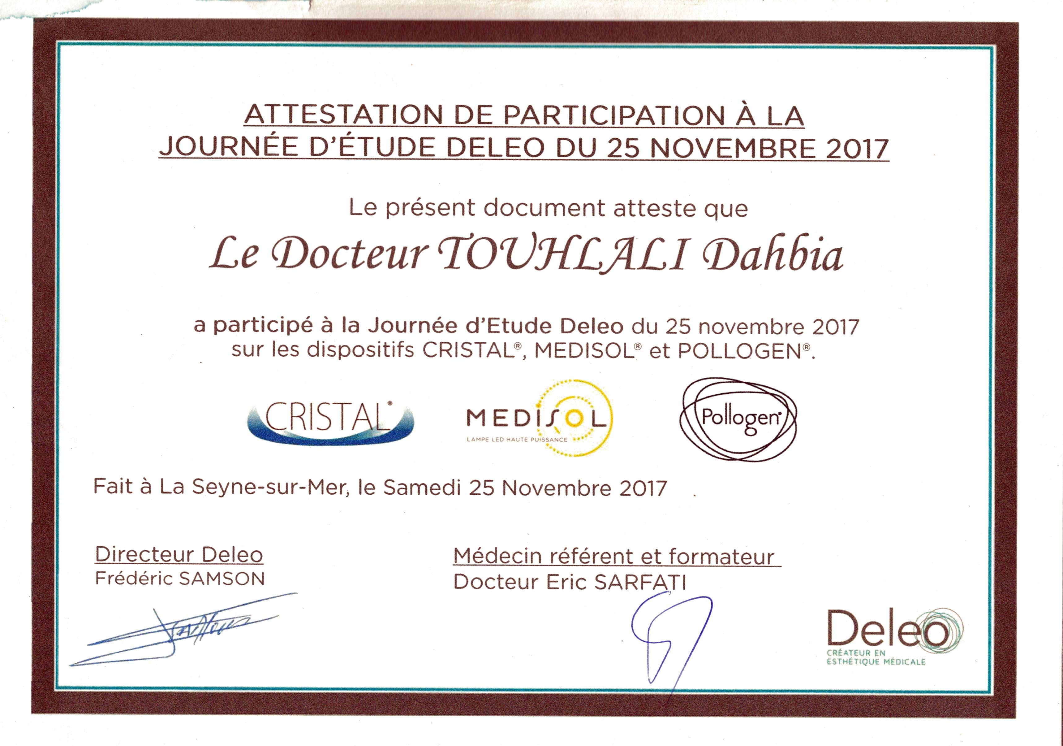 Journée d’étude des technologies esthétiques DELEO — Dr Dahbia Touhlali