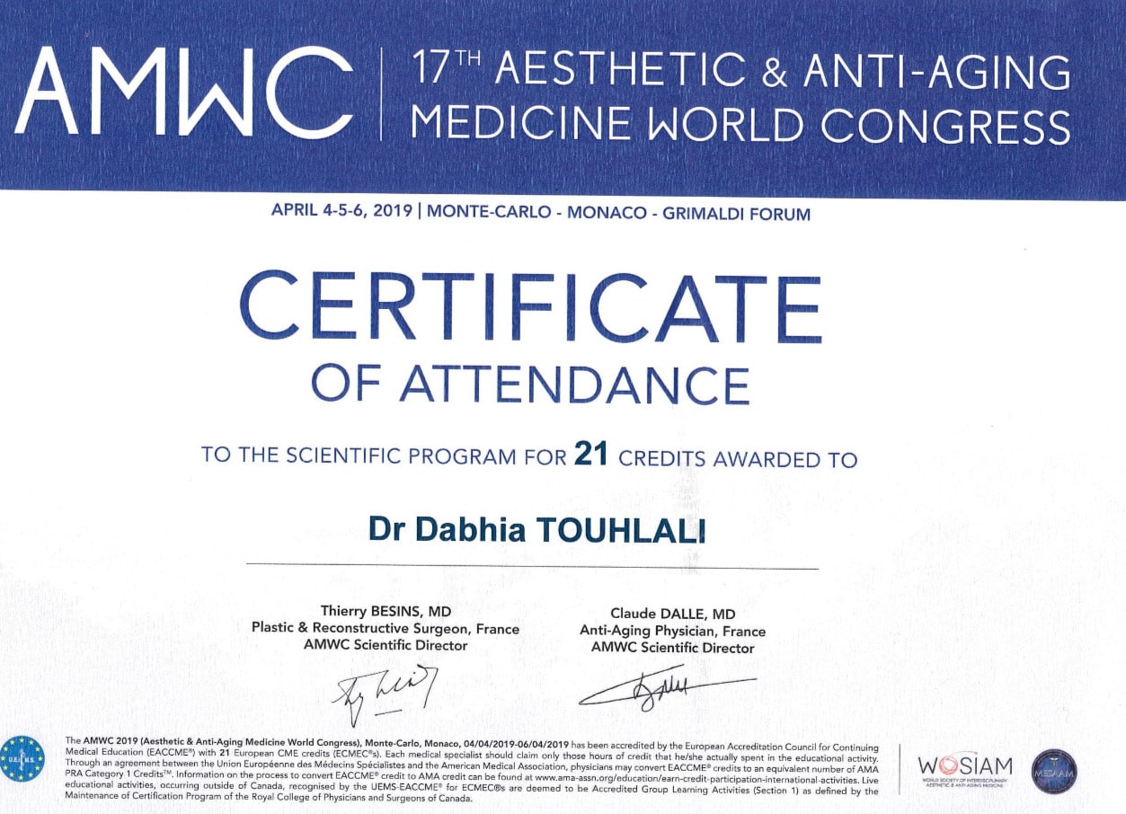 17ᵉ congrès mondial AMWC — Dr Dahbia Touhlali